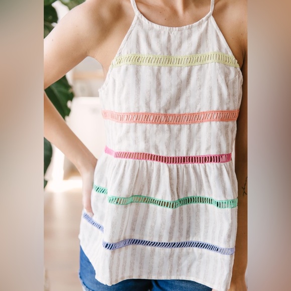 ๐ฅ BOGO ๐ฅ NWT Entro Cotton Sleeveless Striped Top Large - Picture 7 of 10